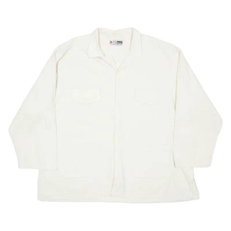 Mens Plain Shirt Beige 3/4 Sleeve 2XL