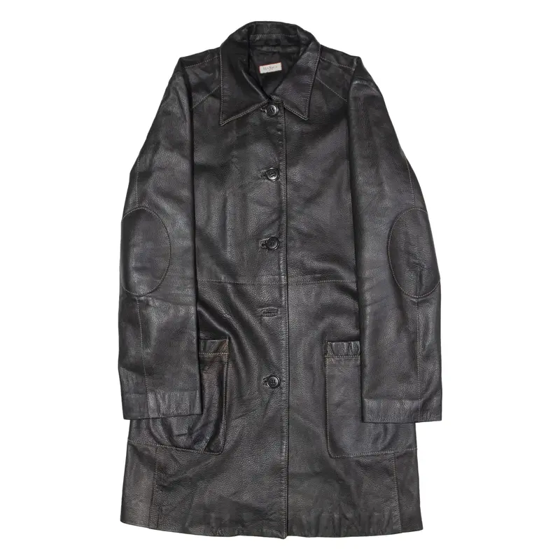 MAX&CO Womens Trench Coat Black Leather UK 8