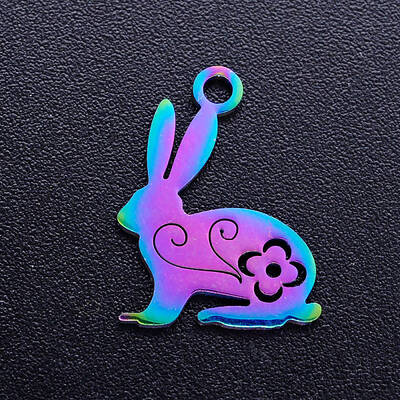 Ion Plating(IP) 201 Stainless Steel Bunny Pendants