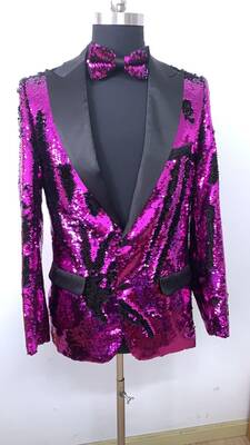 Sequin Blazer - Black Purple