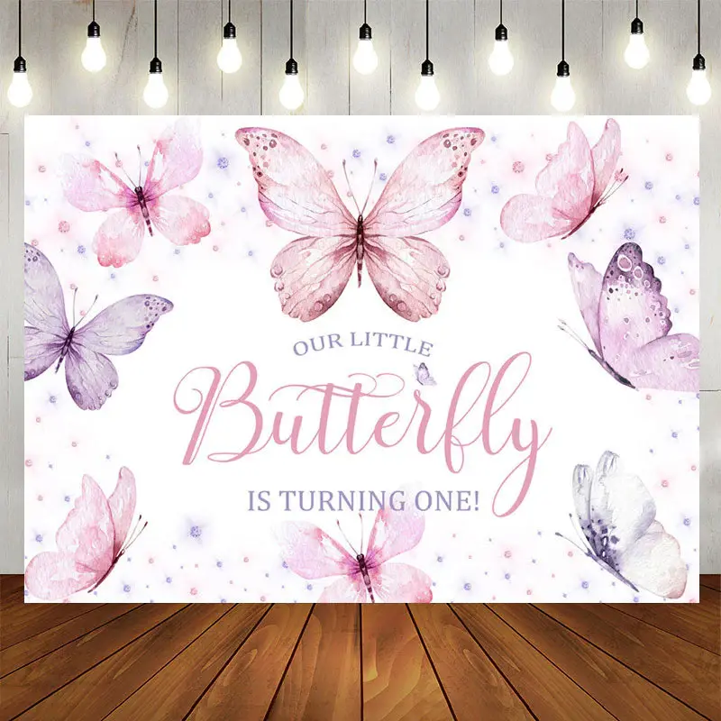 Aperturee Little Butterfly Is Turning One Birthday Backdrop
