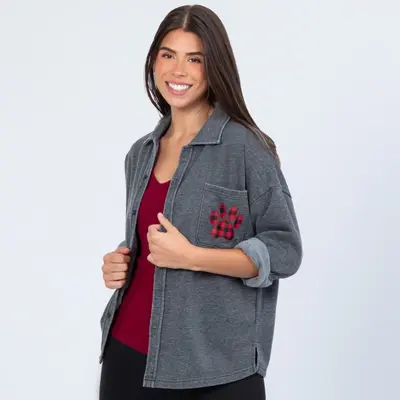 Paw Print Burnout Button Down Shirt - XL