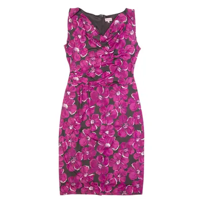 PHASE EIGHT Womens Bodycon Dress Black Floral Sleeveless Midi UK 12