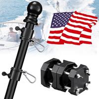 Barcetine Boat Flags Pole Kit with 12x18'' Embroidered US Flag-Marine Grade Stainless Flagpole Adjustable with Rod Rail Mount...