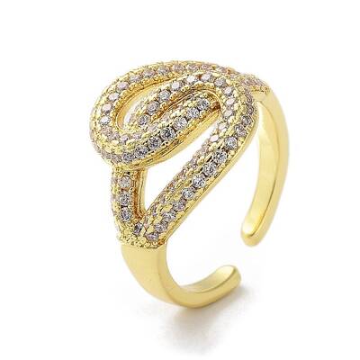 Brass with Cubic Zirconia Open Cuff Rings for Women