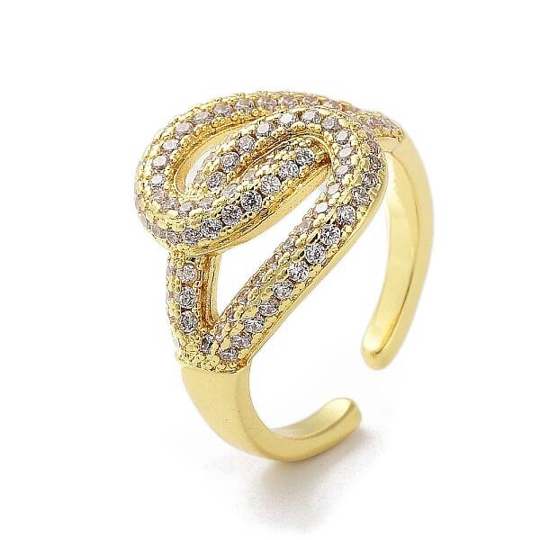 Brass with Cubic Zirconia Open Cuff Rings for Women
