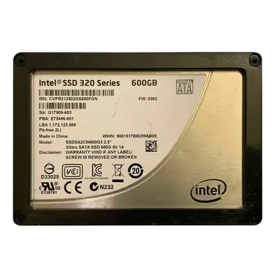 SSDSA2CW600G3B5 Intel 320 600GB Multi-Level Cell SATA 3Gb/s 2.5-Inch Solid State Drive