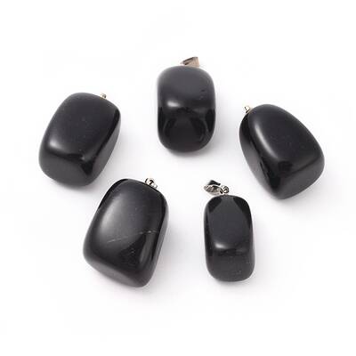 Natural Dyed & Heated Black Agate Pendants