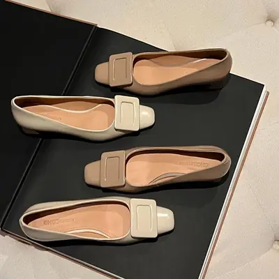 CHIKO Kashmere Square Toe Block Heels Pumps Shoes