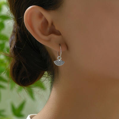 Elegant Brass Fan Hoop Earrings