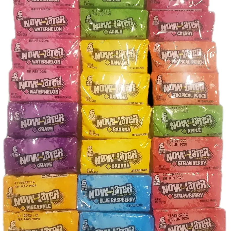 Now and Later Candy Variety Pack of 24 - Fruity Chewy Mixed Flavors Sweet Snack Strawberry Apple Watermelon Grape Pineapple B...