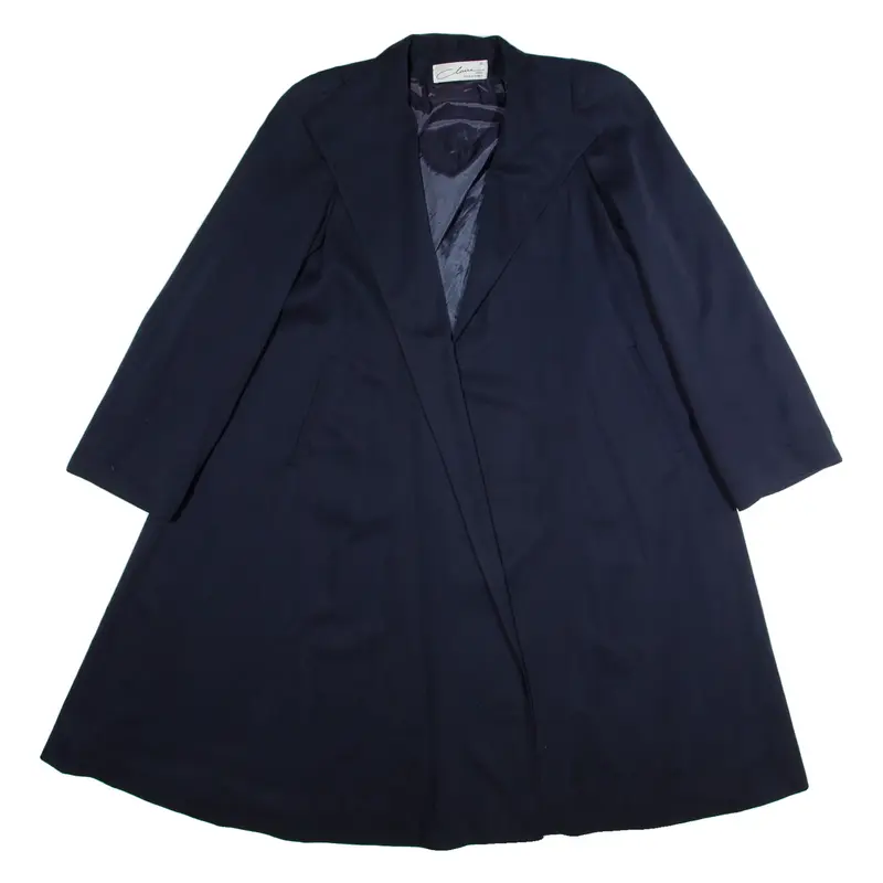 CLAIRE Womens Trench Coat Blue Wool 90s M