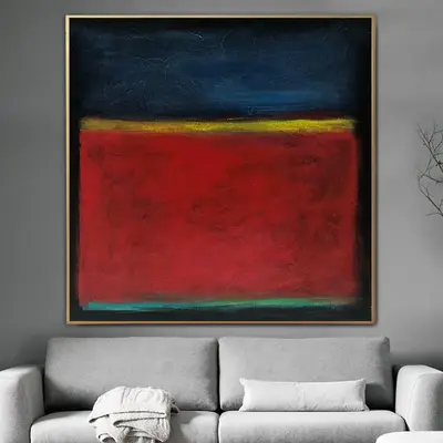 Mark Rothko Style Paintings On Canvas Abstract Expressionist Painting In Blue And Red Colors 50x50 Painting Handmade Art | CO...