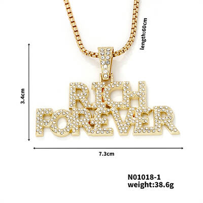 Alloy Crystal Rhinestone 3D English Rich Forever Pendant Necklaces