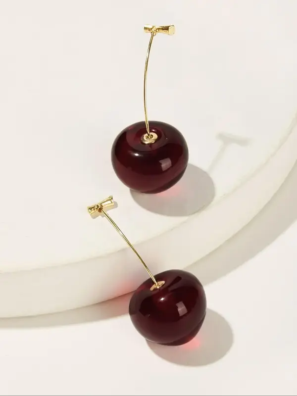 1 Pair Cherry Design Dangle Earrings, Cute Fruit Design Drop Earrings For Women, Fashion Jewelry For Party, Valentine's Day, ...
