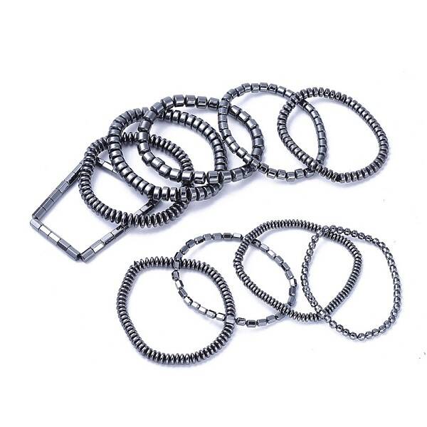 Non-magnetic Synthetic Hematite Stretch Bracelets