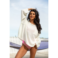 Tell Me Everything Ivory Oversized Pocketed Light Weight Sweater FINAL SALE