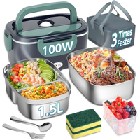 Electric Lunch Box Food Heater for Work-100WFast Heating Lunch Boxes Portable Food Heater for Adults 1.5L Lunch Box with Leak...