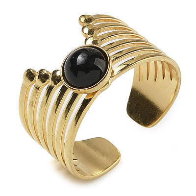 Natural Dyed & Heated Black Agate Finger Rings
