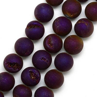Electroplated Natural Druzy Geode Agate Beads Strands