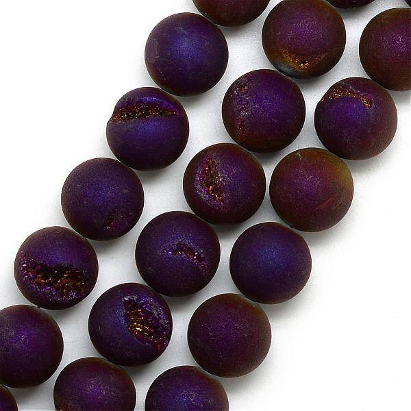 Electroplated Natural Druzy Geode Agate Beads Strands