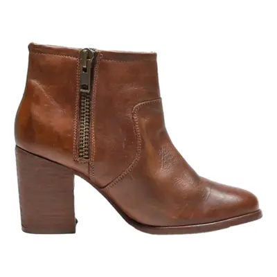 HINGE Ankle Boots Brown Leather Womens UK 6.5