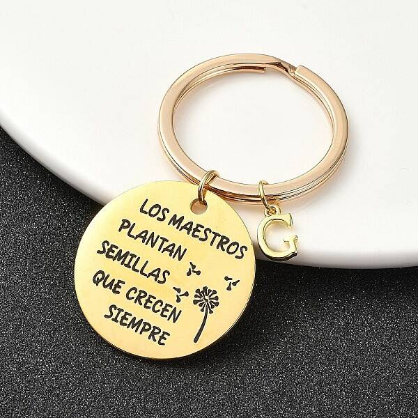 201 Stainless Steel & Brass Letter Keychain