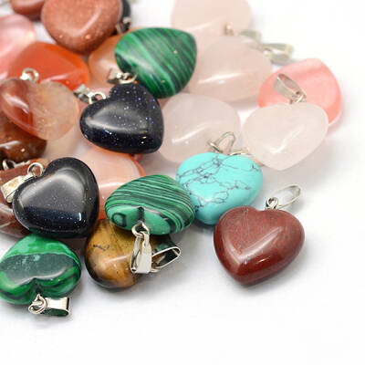 Heart Natural & Synthetic Mixed Stone Pendants