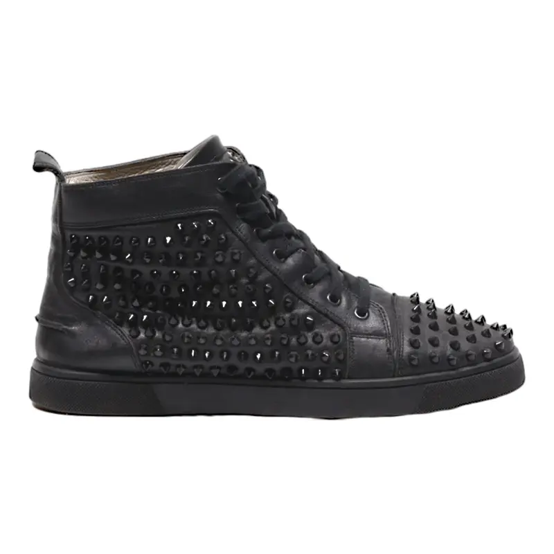 CHRISTIAN LOUBOUTIN High Top Trainers Black Leather Mens UK 9.5