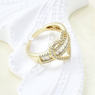 Brass Micro Pave Clear Cubic Zirconia Cuff Rings for Women