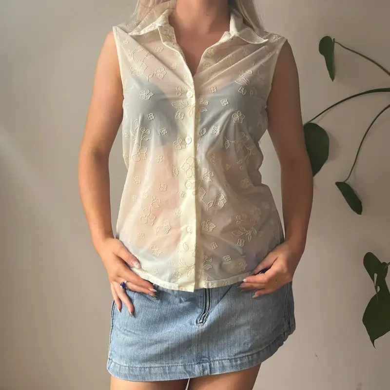 Prisma Embroidered Blouse - Medium White Viscose