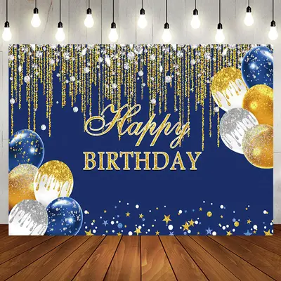 Aperturee Glitter Diamond Balloon Navy Blue Birthday Backdrop - Aperturee