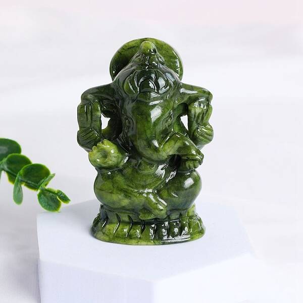 Ganesha Natural Jade Healing Figurines