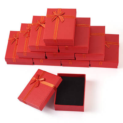 Rectangle Paper Jewelry Set Storage Boxes with Bowknot