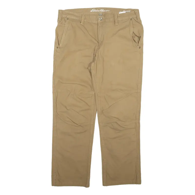 EDDIE BAUER Mens Trousers Beige Relaxed Straight W36 L30