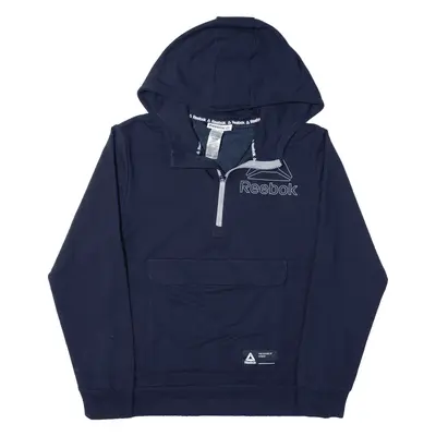 REEBOK 1/4 Zip Hoodie Blue Pullover Womens XL