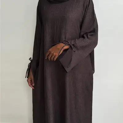 Loose Closed Abaya Dress for Women, Pullover Muslim Dress, Slit Cuffs, Casual Hijabi Outwear, Dubai Islamic Clothing, Ramadan