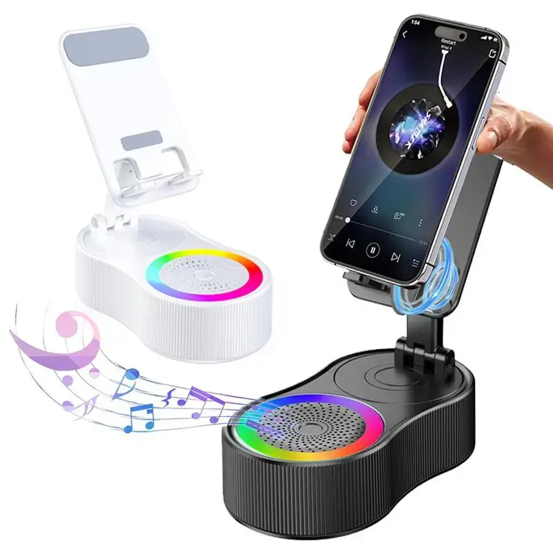 Wireless Audio Induction Speaker Bluetooth with Emergency Charging 5in1 Phone Holder Power Bank LED Nightlight for Tablet iPh...