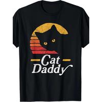 Cotton short sleeve T-shirt cat dad vintage 80s style cat vintage stress T-shirt