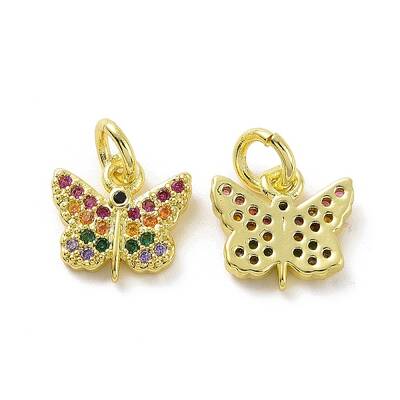 Brass Micro Pave Colorful Cubic Zirconia Charms