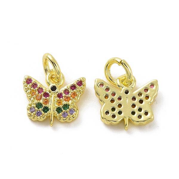Brass Micro Pave Colorful Cubic Zirconia Charms