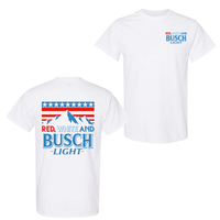 Red White and Busch Light 2-Sided T-Shirt, 4th of July Graphic Tee, Patriotic Summer Streetwear, Casual Crewneck Fitted Trend...