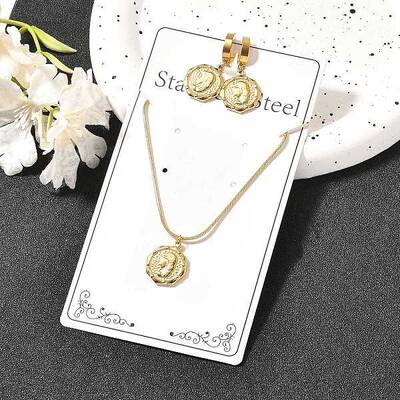 Octagon with Women 304 Stainless Steel Necklaces & Hoop Earring Set for Women