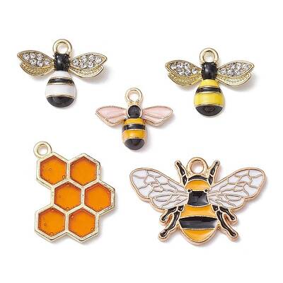 10Pcs 5 Styles Alloy Enamel Pendants