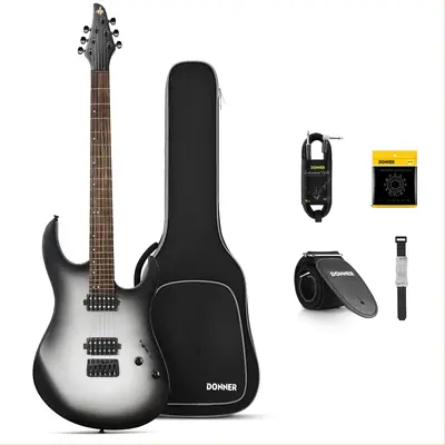 Donner DMT-100 39 Gradient Matte Metal Electric Guitar Kit for Rock - Gradient Black