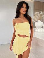 Women's Tube Top & Skirt Two-piece Set, Fashion Casual Strapless Top & Skirt for Daily Outdoor Wear, Ladies Clothes for All S...