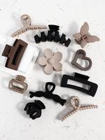 Women's Elegant Flower & Heart & Butterfly Design Updo Hair Claws, 11pcs/set Trendy Mixed Style Non-slip Hair Claws, Casual A...