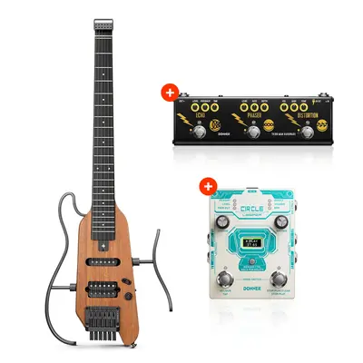 Donner HUSH™ X Electric Guitar - Natural / Guitar+ Two Pedals