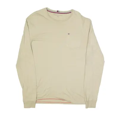 TOMMY HILFIGER T-Shirt Beige Long Sleeve Mens L