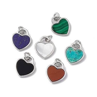 Natural Mixed Stone Heart Charms